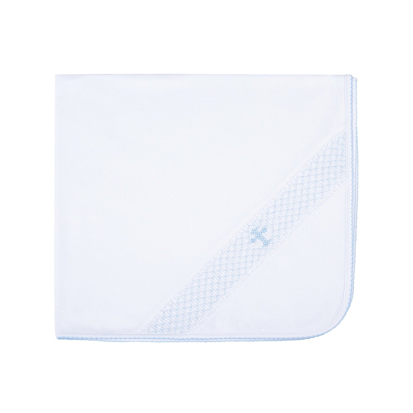 Blessed Smocked Receiving Blanket - Light Blue - Magnolia BabyReceiving Blanket