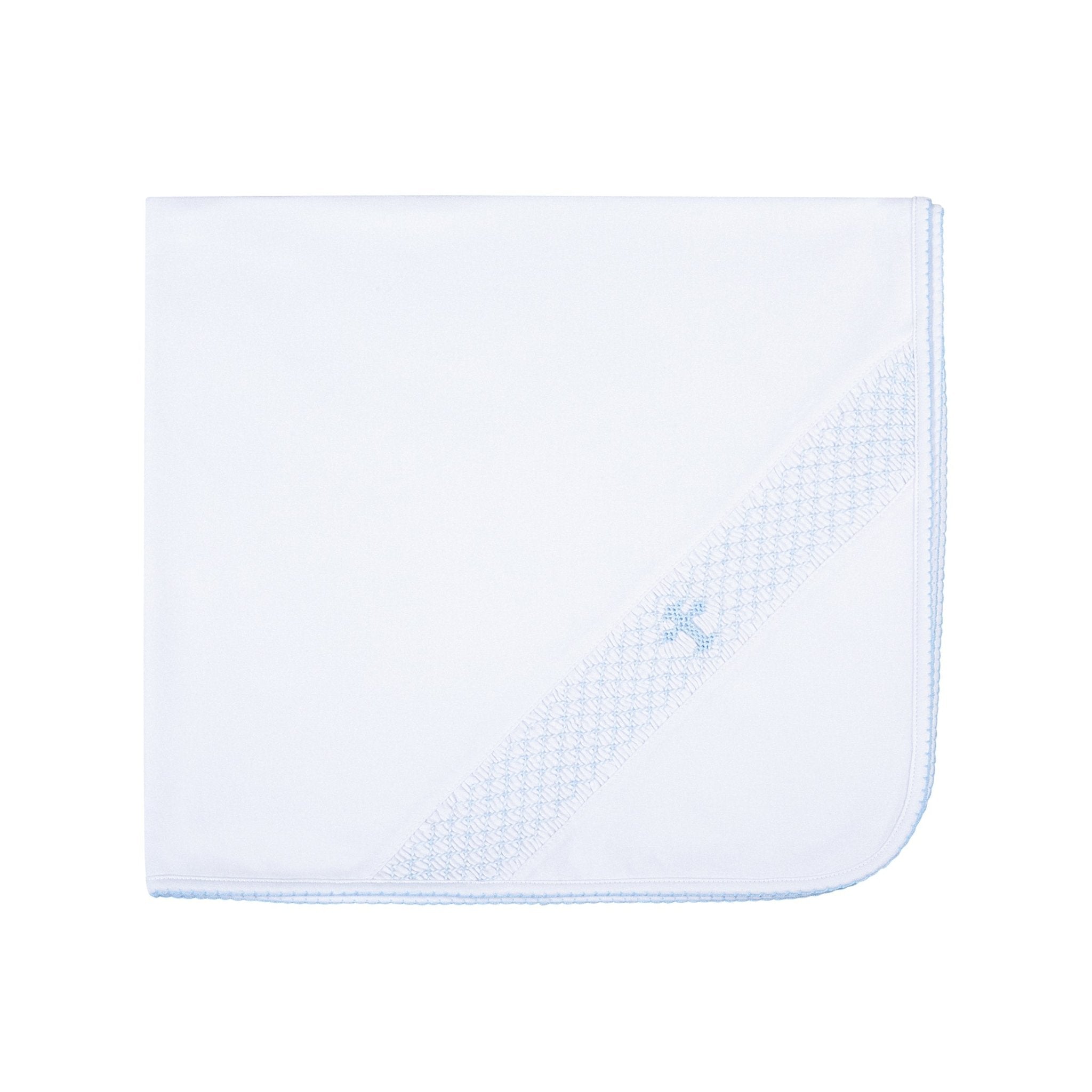 Blessed Smocked Receiving Blanket - Light Blue - Magnolia BabyReceiving Blanket