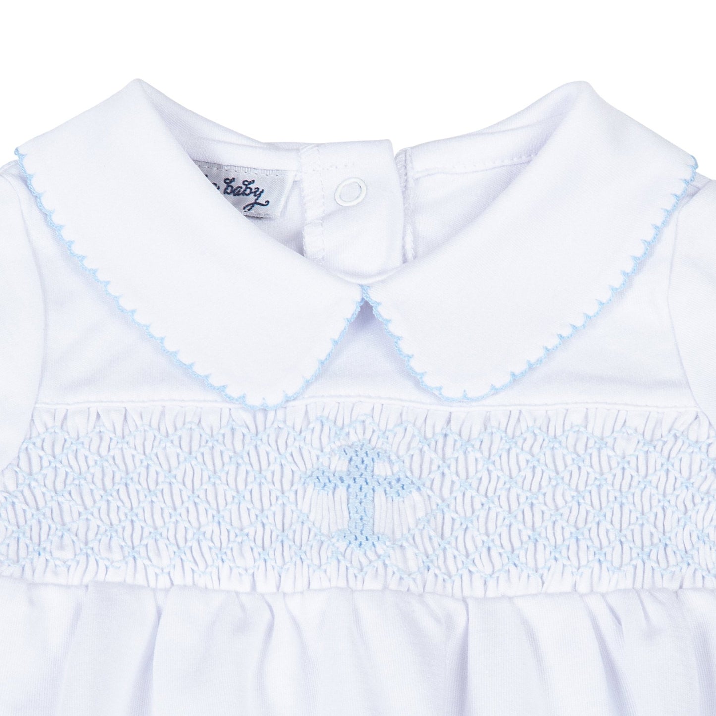 Blessed Smocked Short Sleeve Gown - Blue - Magnolia Baby Unisex