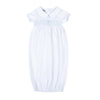 Blessed Smocked Short Sleeve Gown - Blue - Magnolia BabyGown