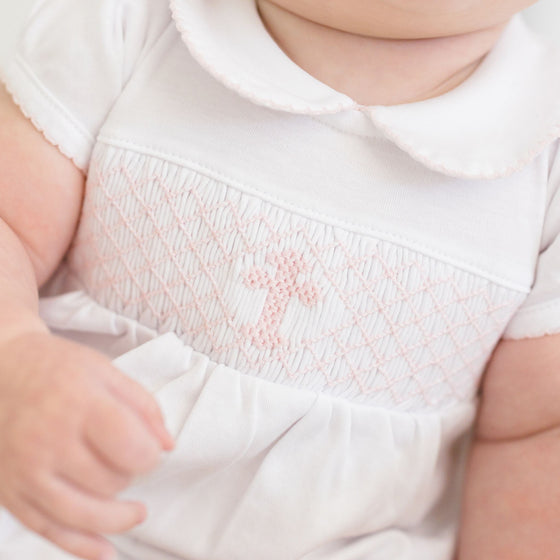 Blessed Smocked Short Sleeve Gown - Pink - Magnolia BabyGown