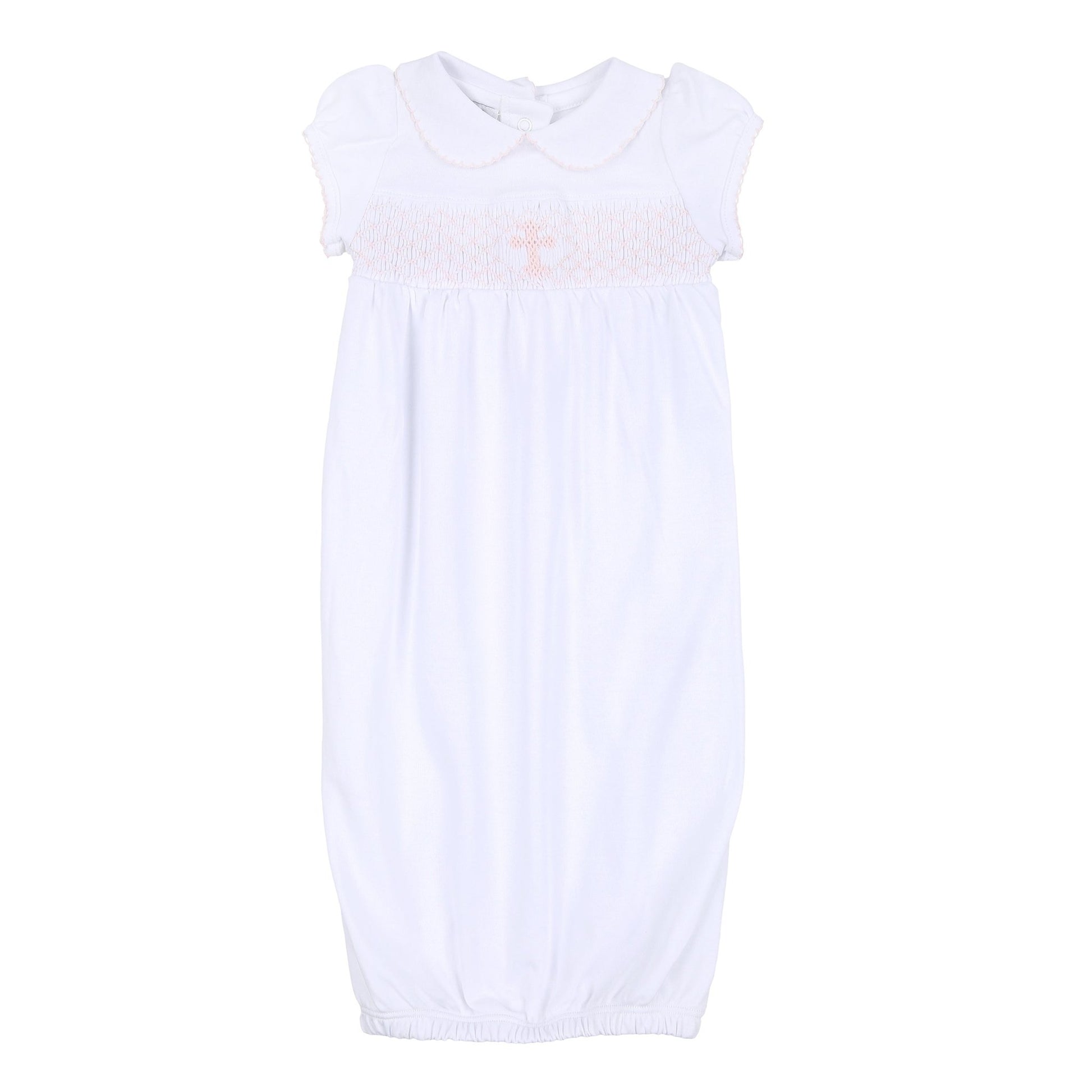 Blessed Smocked Short Sleeve Gown - Pink - Magnolia Baby Girl