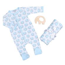  Blue Elephant Gift Set - Footie + Blanket + Teether - Magnolia BabyGift Set