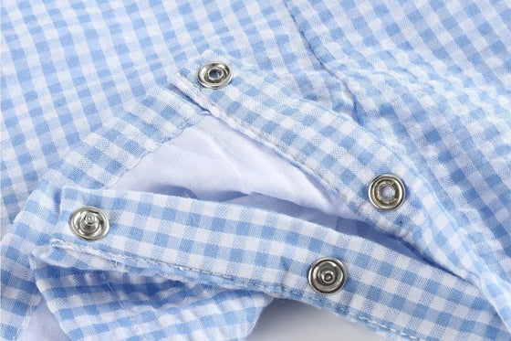 Blue Gingham Shortalls - Magnolia BabyShortall