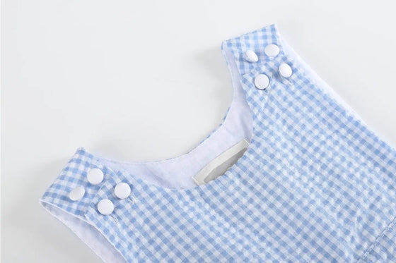 Blue Gingham Shortalls - Magnolia BabyShortall
