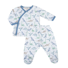  Blue Origami Dinos Kimono Footed Pant Set by Luna and Arlo - Magnolia Baby2pc Pant Set