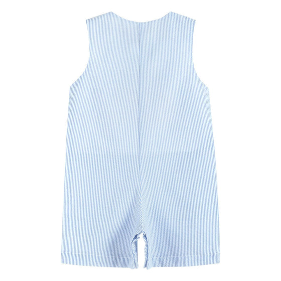 Blue Seersucker Pumpkin Shortalls - Magnolia BabyShortall