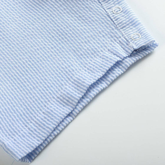 Blue Seersucker Pumpkin Shortalls - Magnolia BabyShortall