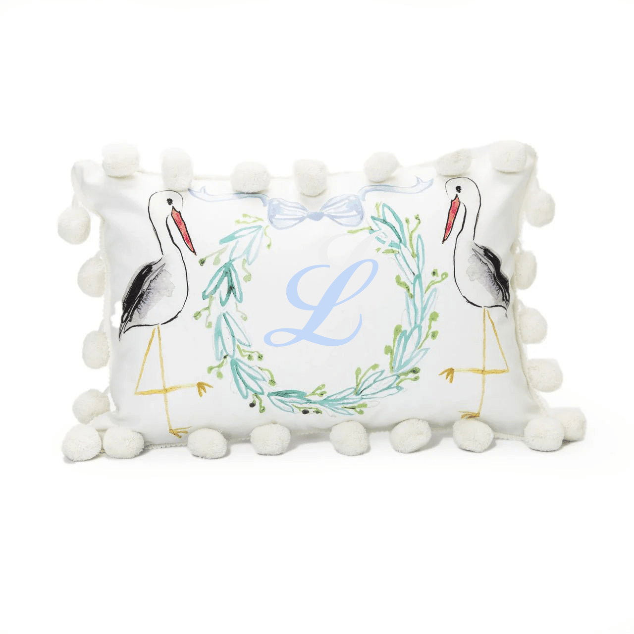 Blue Stork Pillow Sham with Pillow Insert - Personalization Available - Magnolia BabyPillow