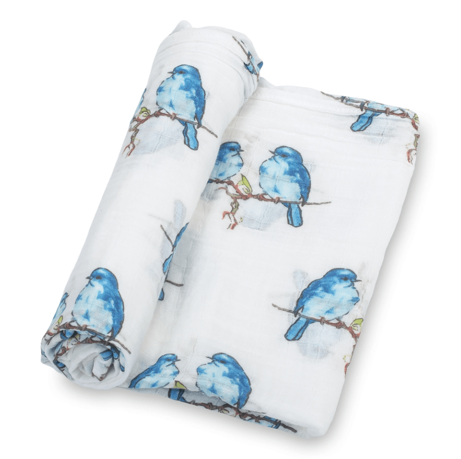 Bluebird of Happiness Baby Muslin Swaddle Blanket - Magnolia BabySwaddle Blanket