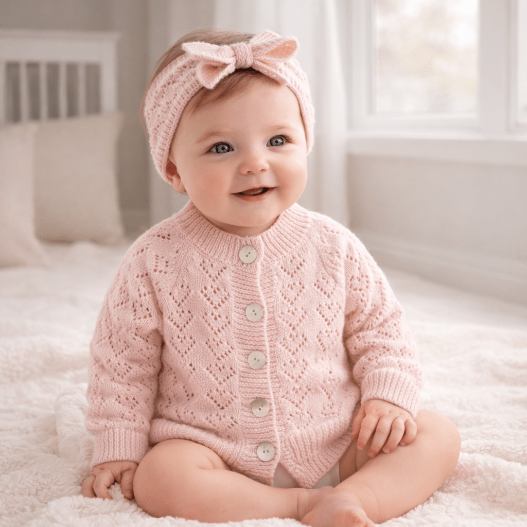 Blush Pink Pointelle Cardigan - Magnolia BabySweater