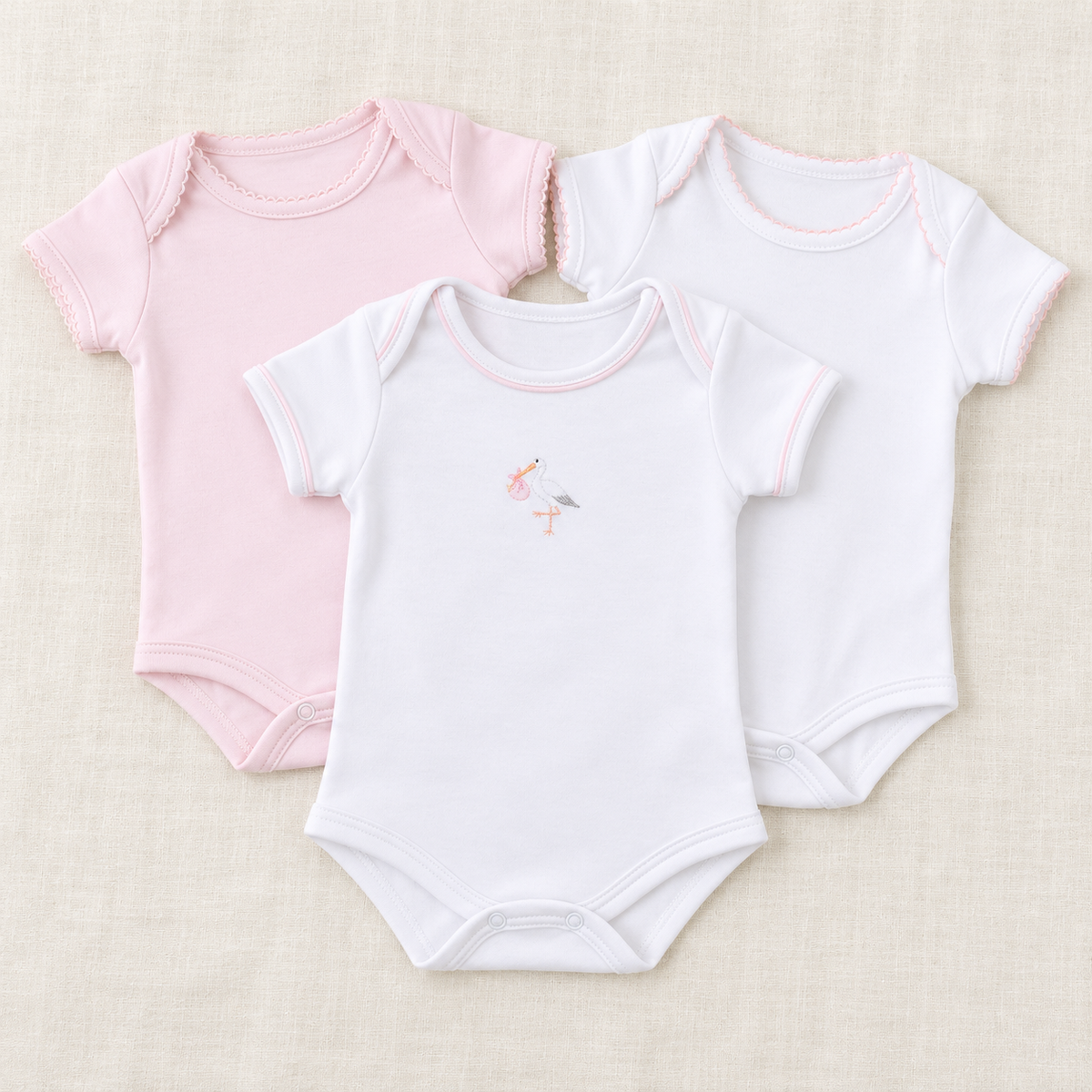 Baby Girl Bodysuit Set - Vintage Stork + Essentials - Set of 3