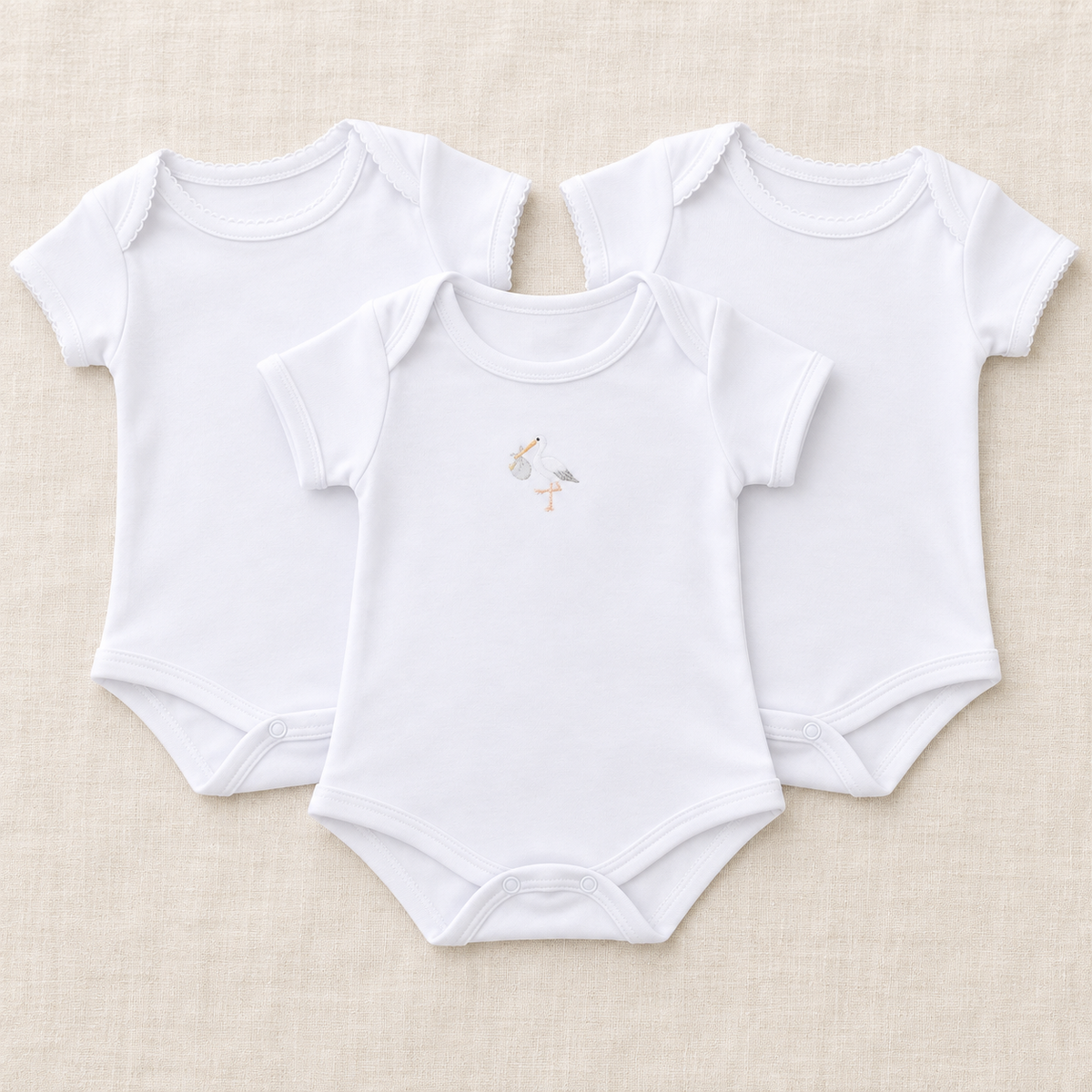 Unisex Baby Bodysuit Set - Vintage Stork + Essentials - Set of 3