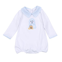  Boo Crew! Applique Collared Long Sleeve Bubble - Light Blue - Magnolia BabyBubble
