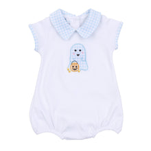  Boo Crew! Applique Collared Short Sleeve Bubble - Light Blue - Magnolia BabyBubble