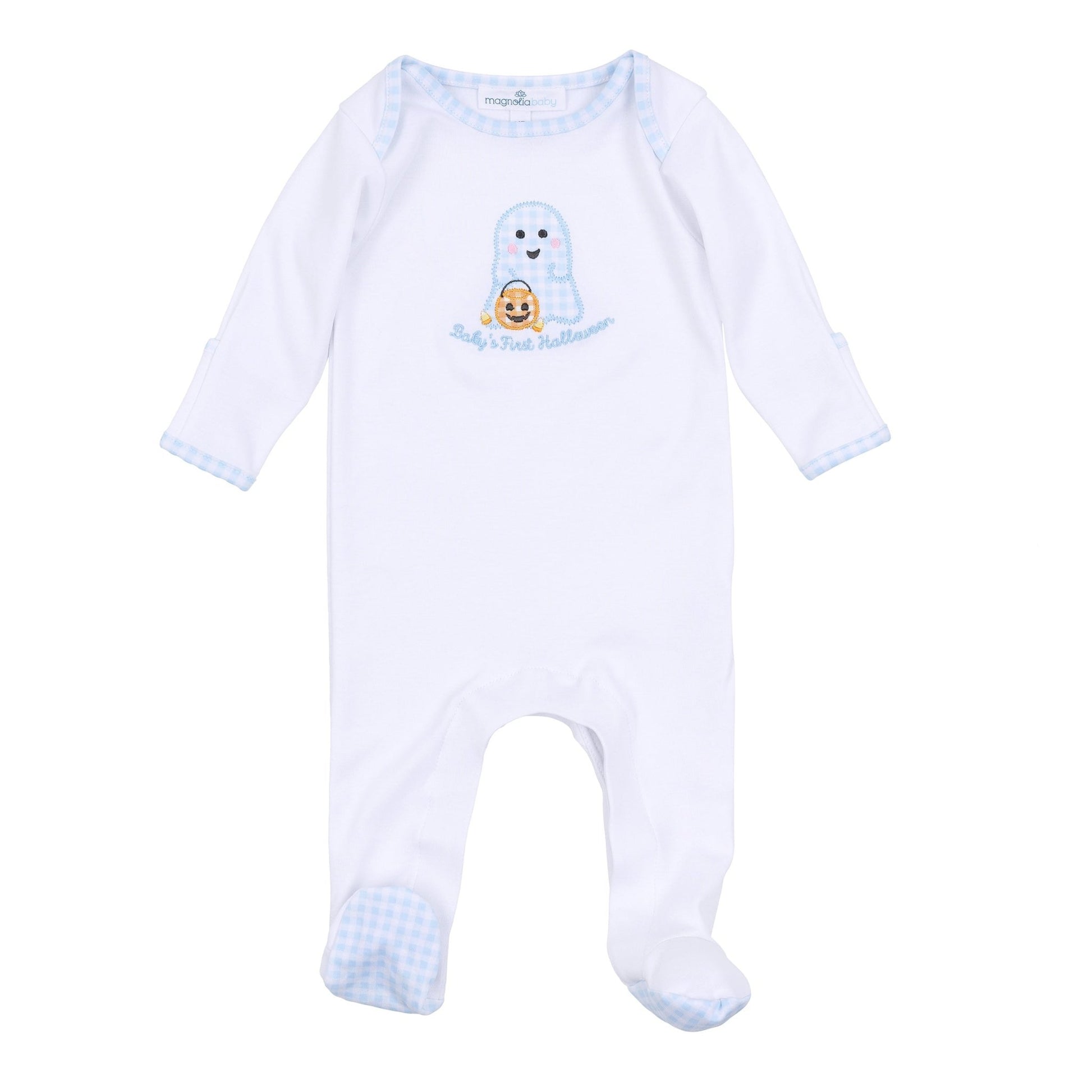 Boo Crew! Applique My First Halloween Lap Footie - Light Blue - Magnolia BabyFootie