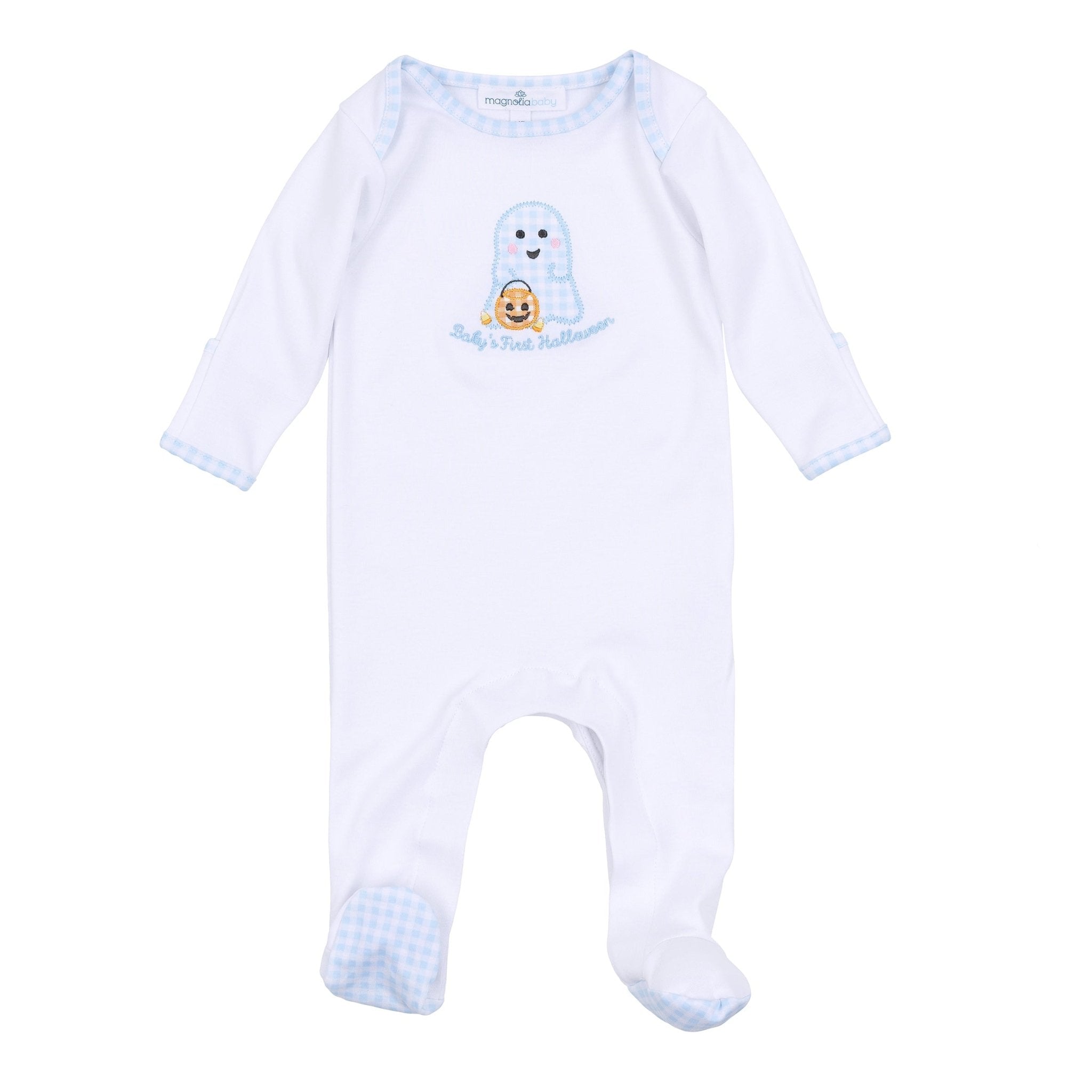 Boo Crew! Applique My First Halloween Lap Footie - Light Blue - Magnolia BabyFootie