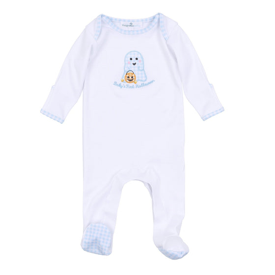 Boo Crew! Applique My First Halloween Lap Footie - Light Blue - Magnolia BabyFootie