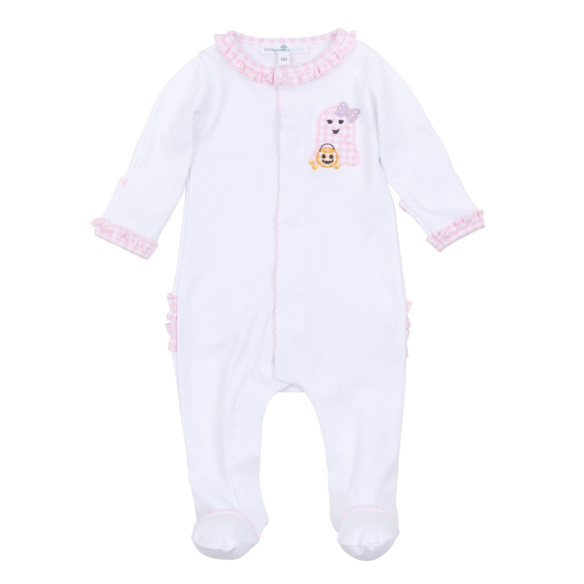 Boo Crew! Applique Ruffle Footie - Pink - Magnolia BabyFootie