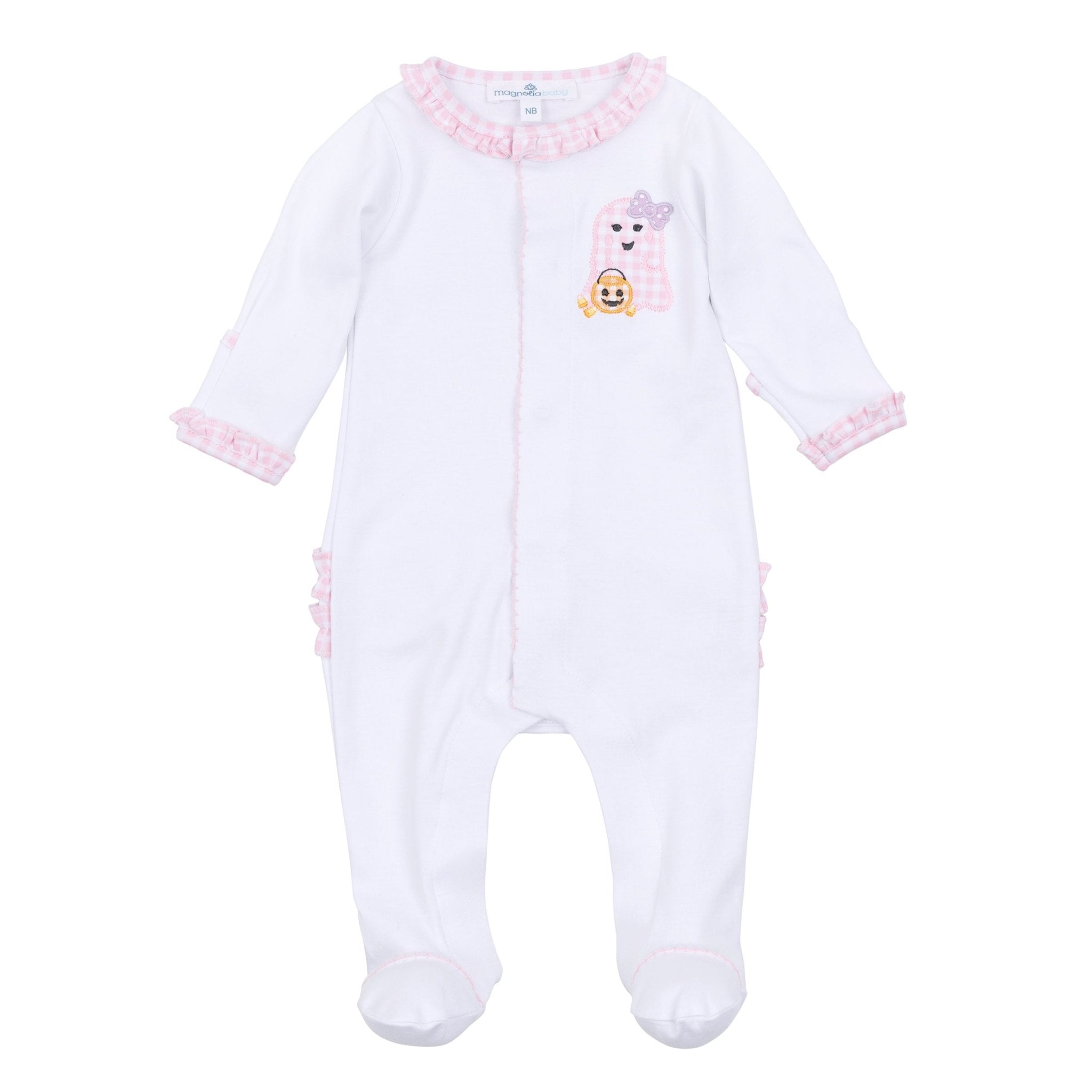 Boo Crew! Applique Ruffle Footie - Pink - Magnolia BabyFootie