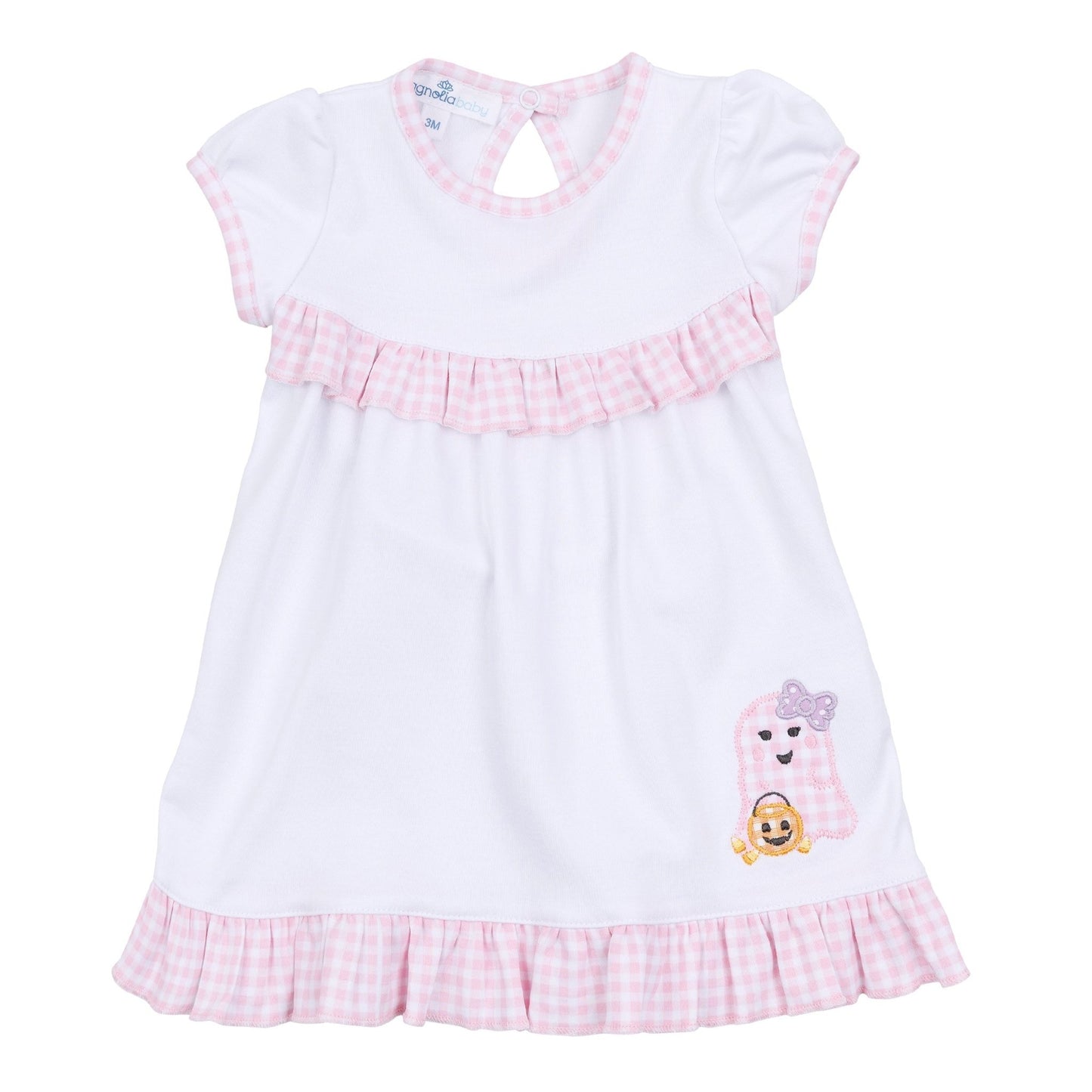 Boo Crew! Applique Ruffle Short Sleeve Dress - Pink - Magnolia BabyDress