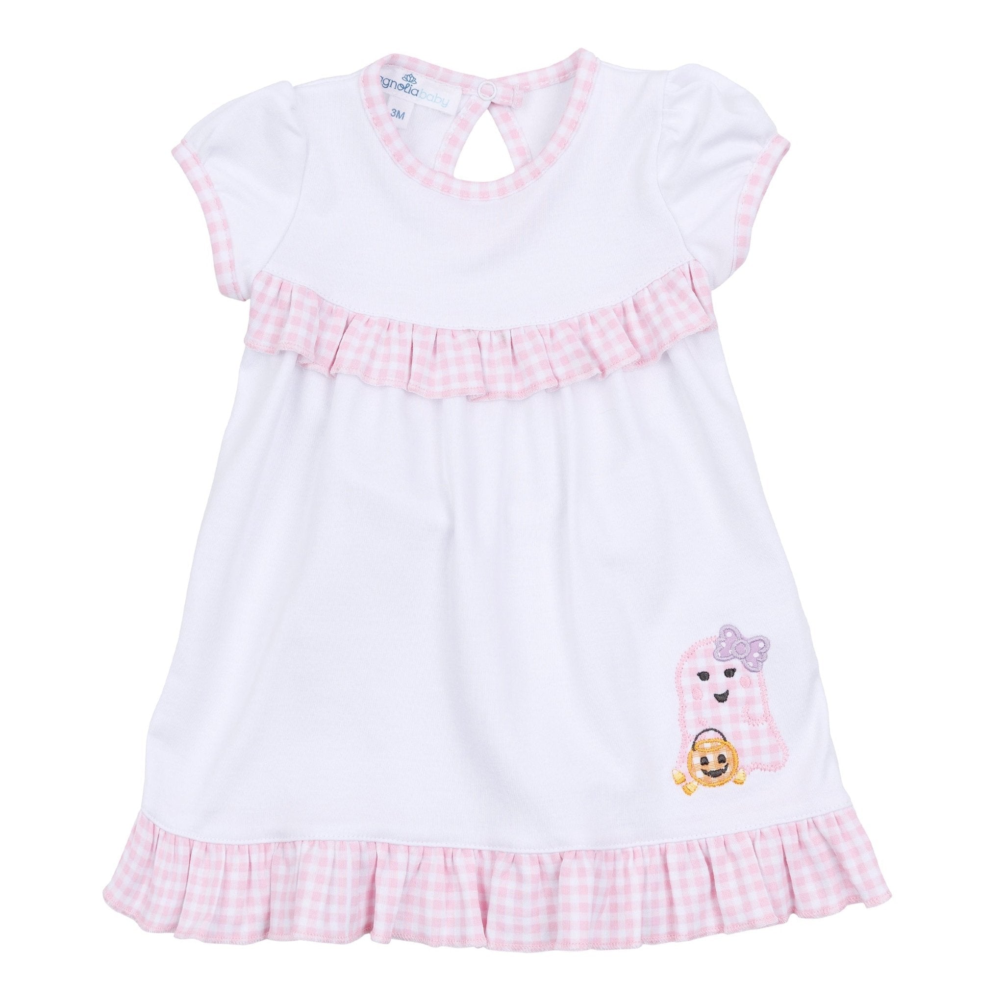 Boo Crew! Applique Ruffle Short Sleeve Dress - Pink - Magnolia BabyDress