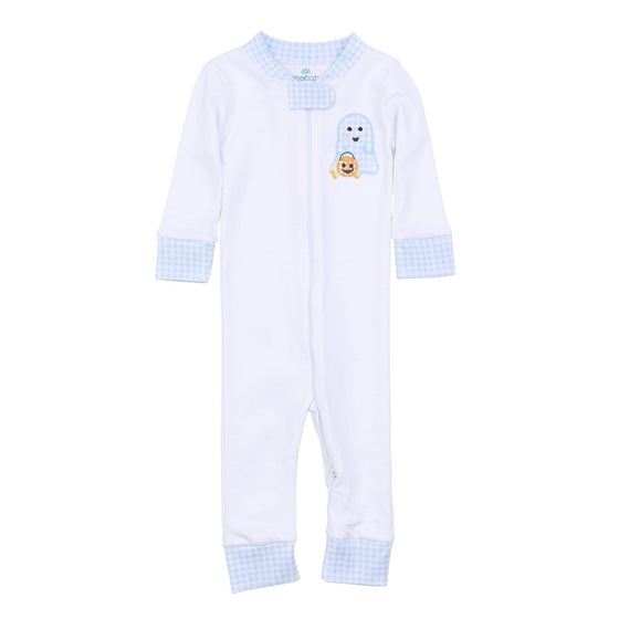 Boo Crew! Applique Zip Pajamas - Light Blue - Magnolia BabyZipper Pajamas
