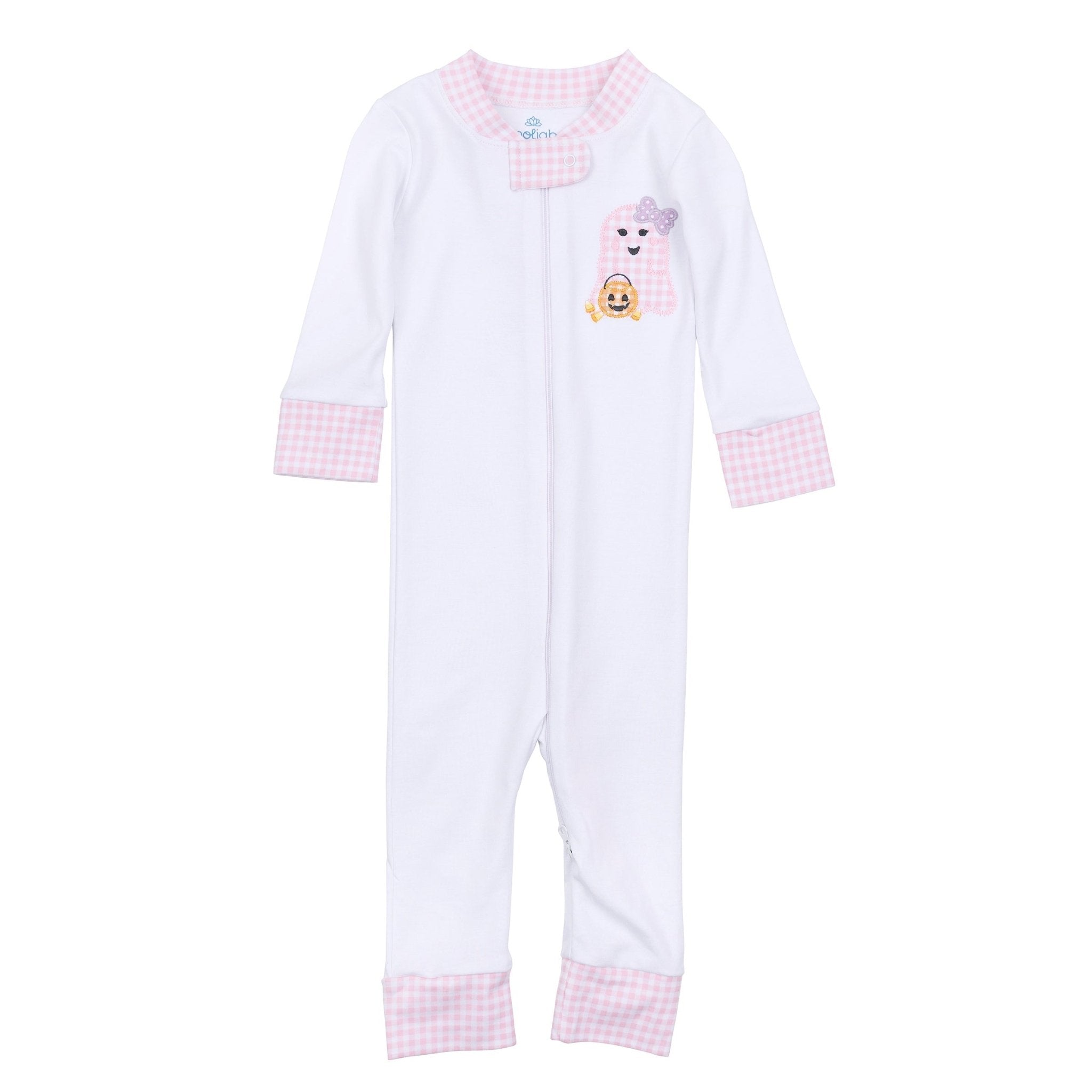 Boo Crew! Applique Zip Pajamas - Pink - Magnolia BabyZipper Pajamas