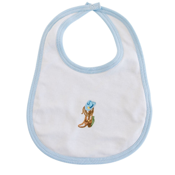 Boots and Blooms Bib - Light Blue - Luna and ArloBib