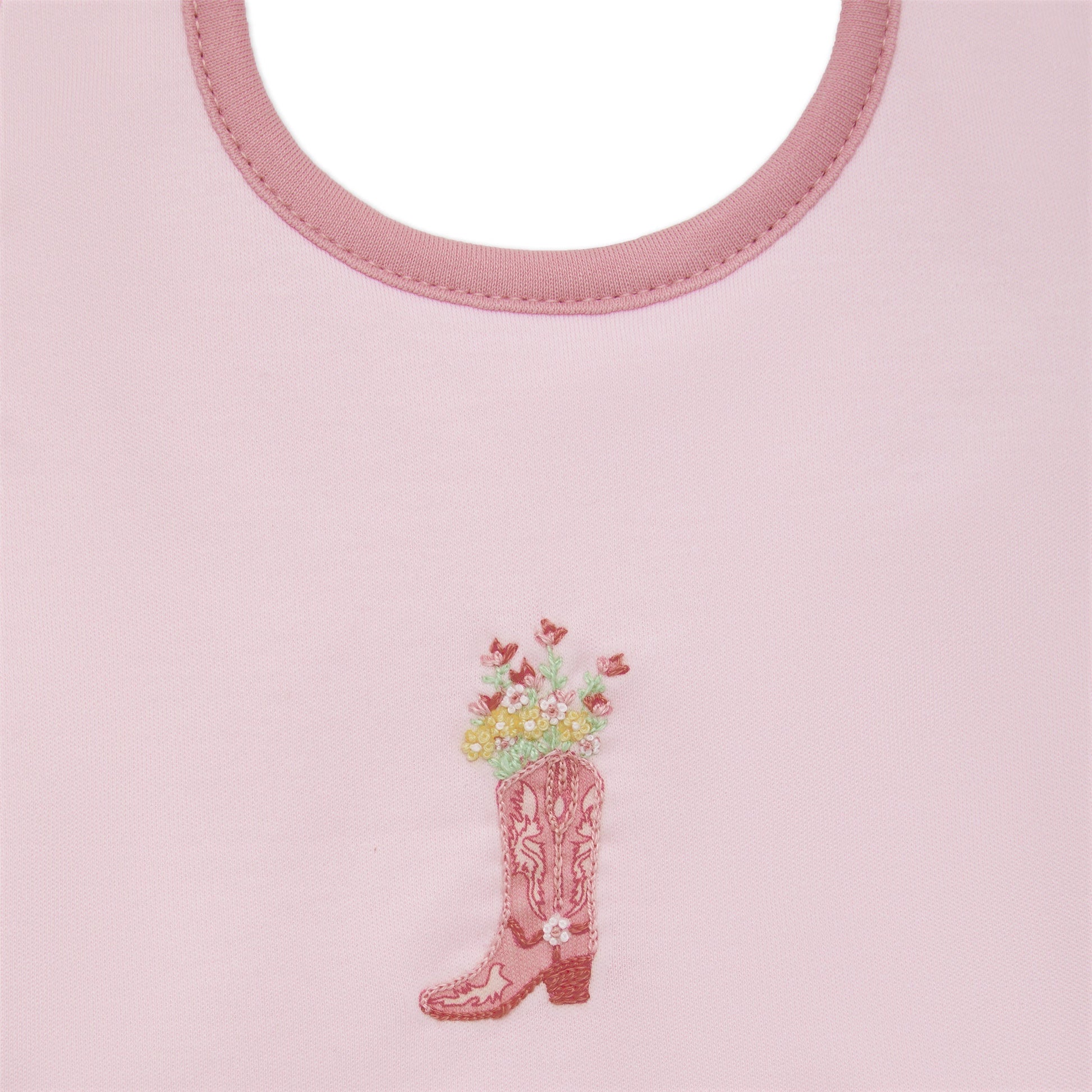 Boots and Blooms Bib - Pink - Luna and ArloBib
