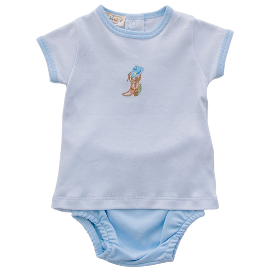Boots and Blooms Diaper Cover Set - Light Blue - Luna and ArloDiaper Cover