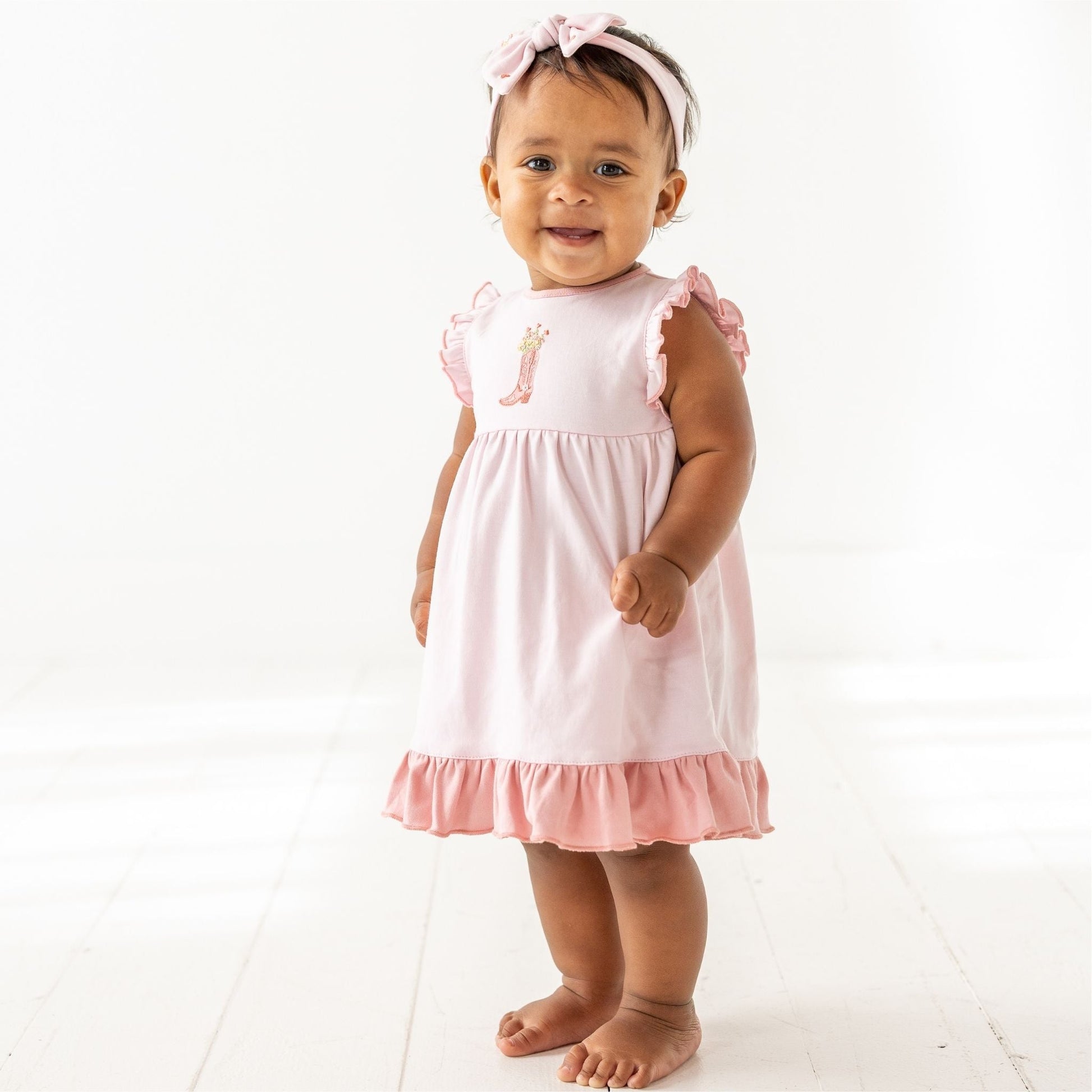 Boots and Blooms Dress - Pink - Luna and ArloDress