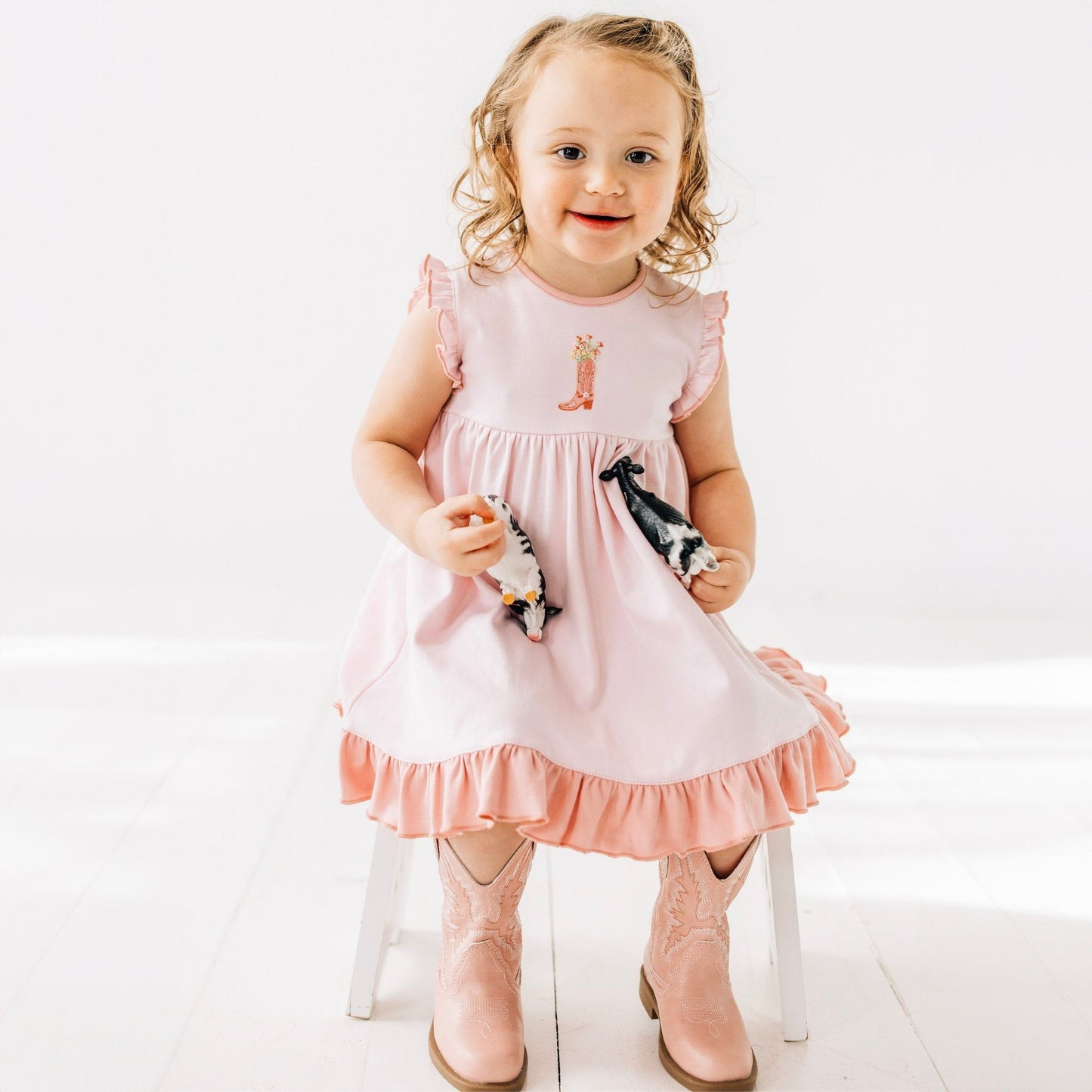 Boots and Blooms Dress - Pink - Luna and ArloDress