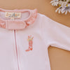 Boots and Blooms Ruffle Zip Footie - Pink - Luna and ArloFootie