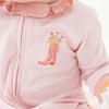 Boots and Blooms Ruffle Zip Footie - Pink - Luna and ArloFootie
