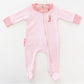 Boots and Blooms Ruffle Zip Footie - Pink - Luna and ArloFootie
