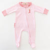 Boots and Blooms Ruffle Zip Footie - Pink - Luna and ArloFootie