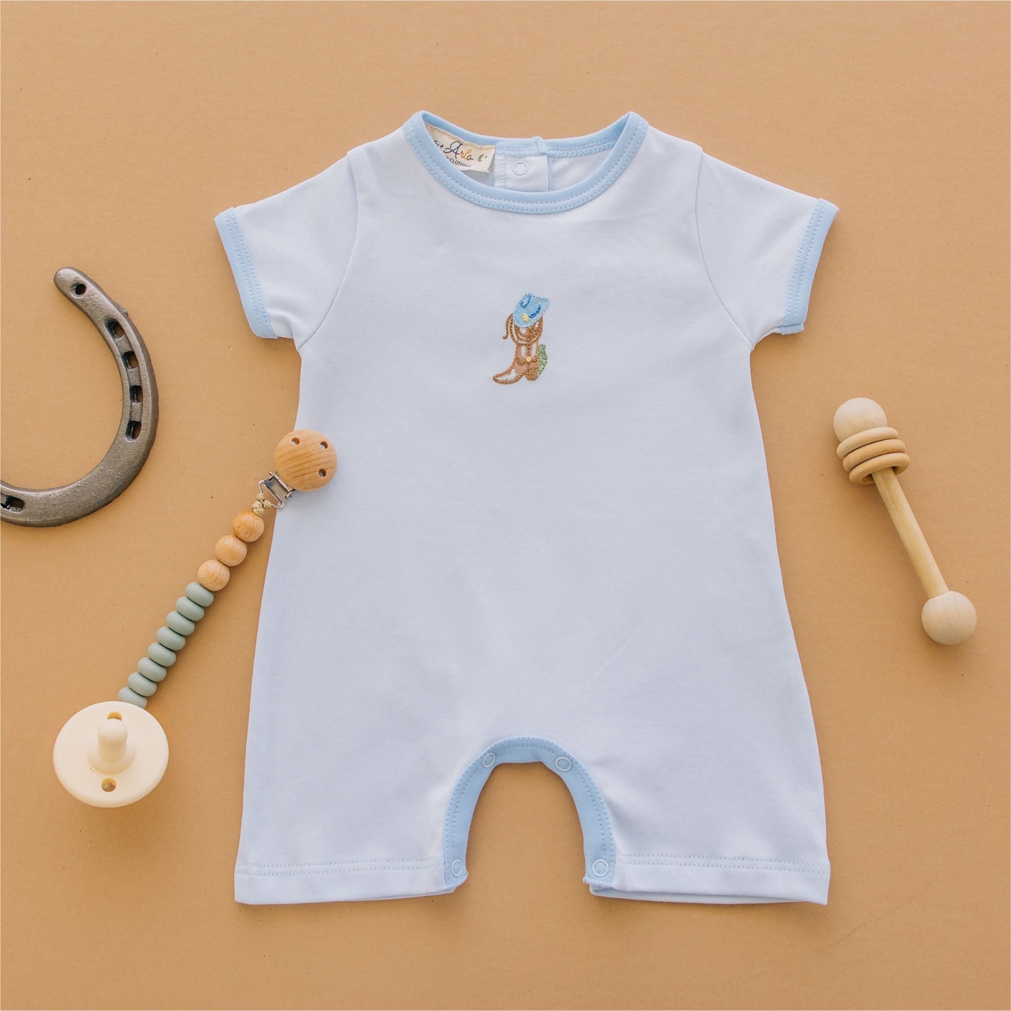 Boots and Blooms Short Playsuit - Light Blue - Luna and ArloShort Playsuit