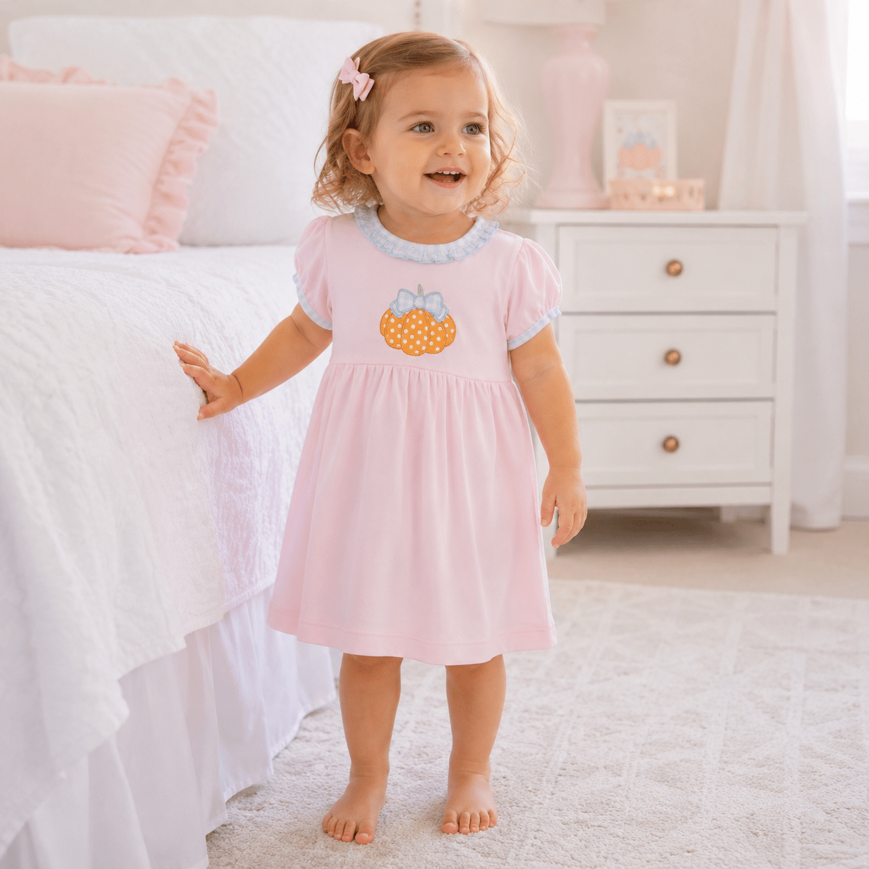Magnolia Baby_Bowtique Pumpkin Applique Dress_1