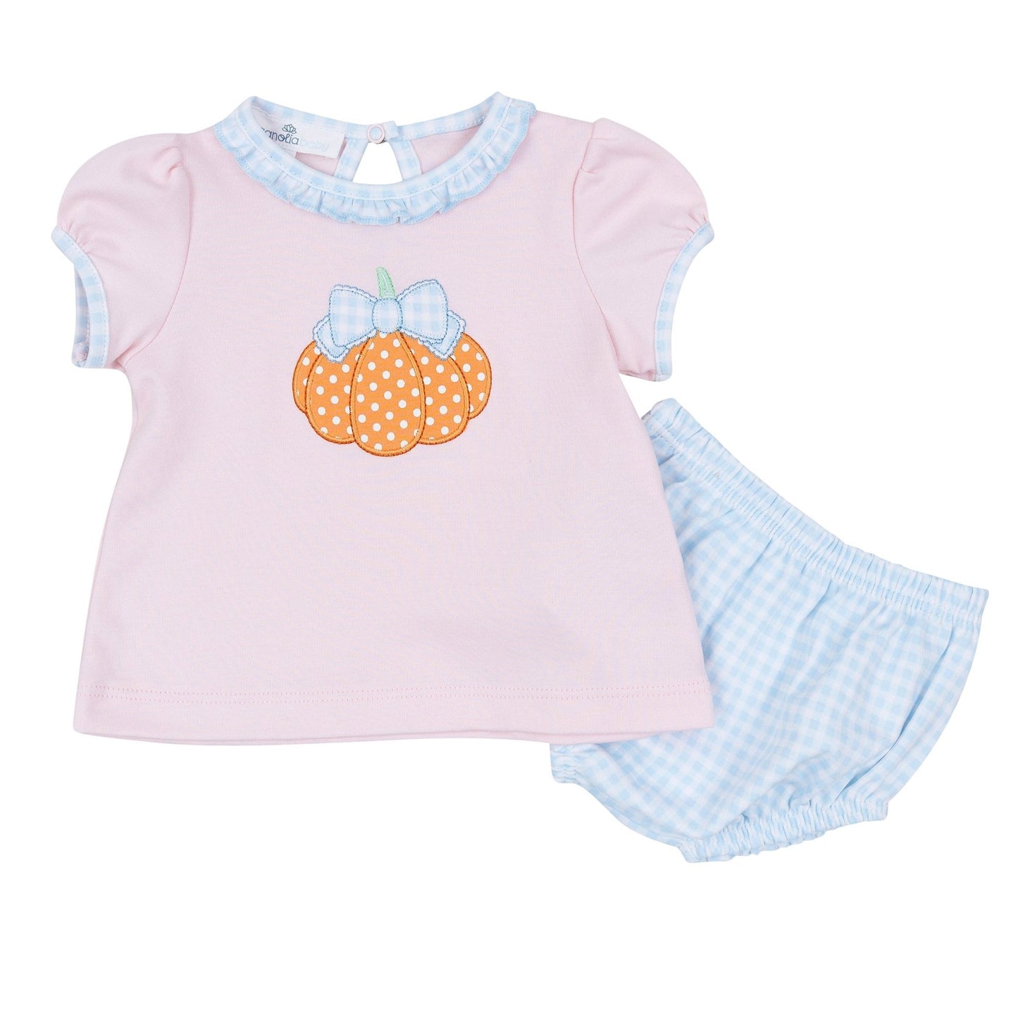 Magnolia Baby_Bowtique Pumpkin Applique Ruffle Diaper Cover Set_2