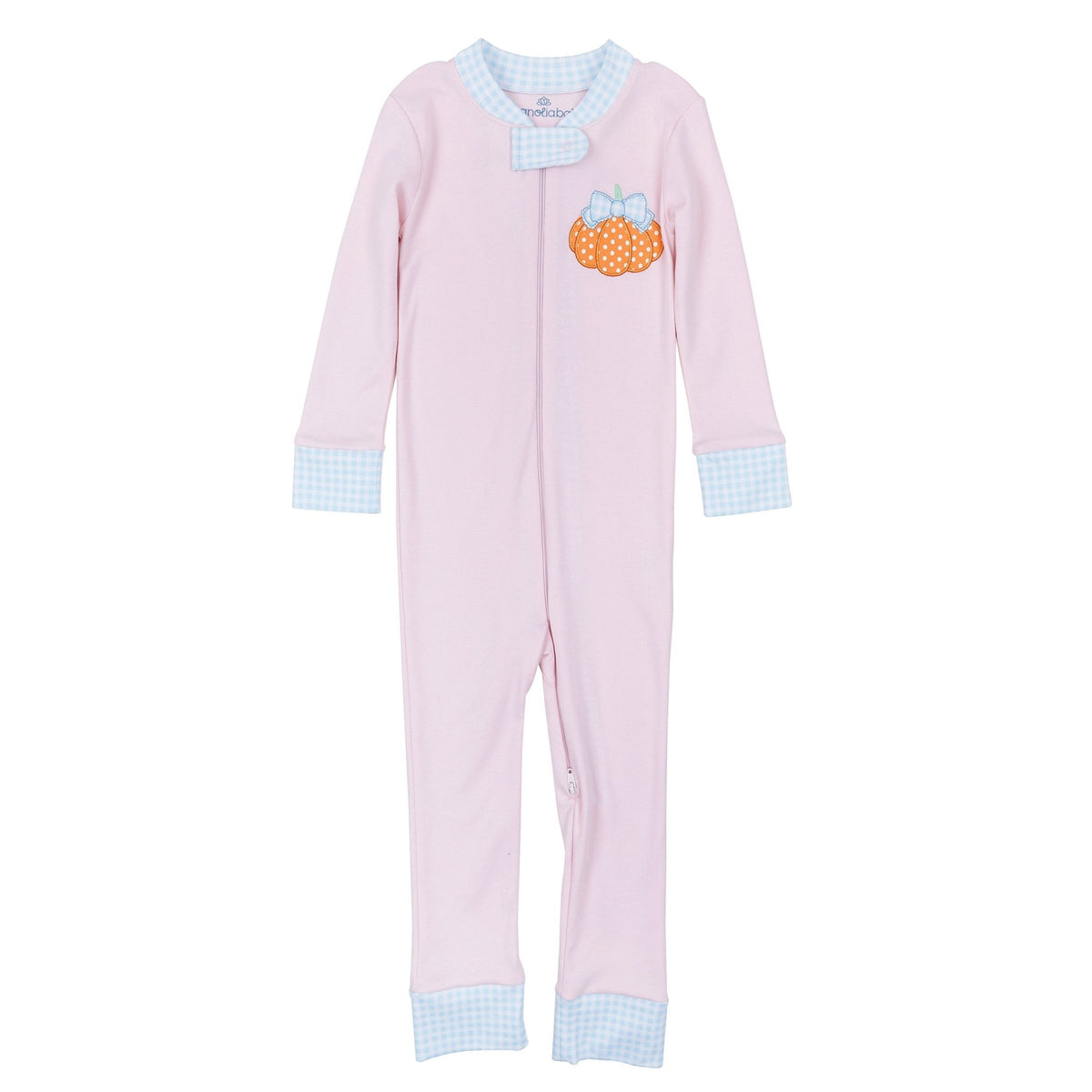 Magnolia Baby_Bowtique Pumpkin Applique Zip Pajamas_1