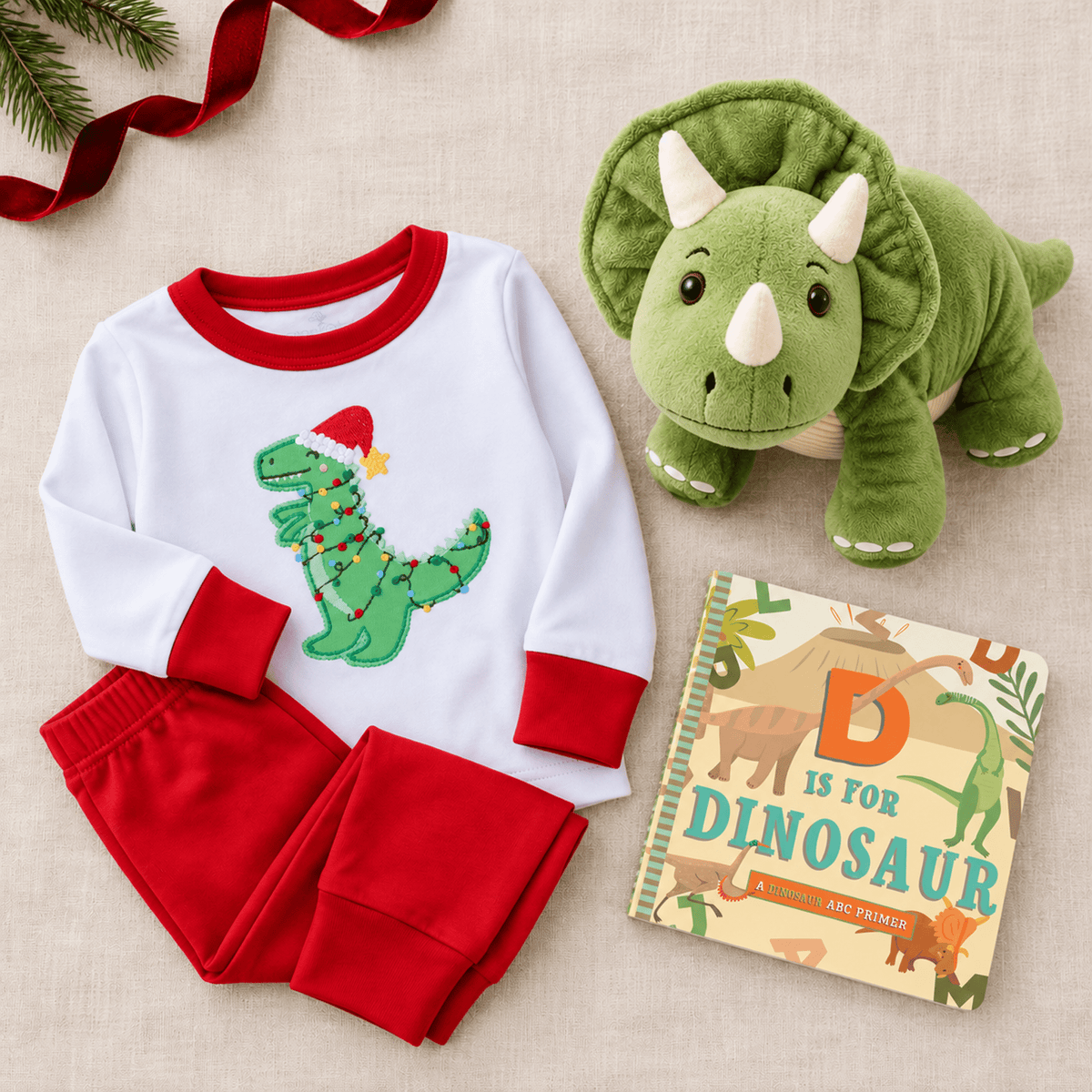 Magnolia Baby_Boy Christmas Pajamas Set - Merry Rexmas_1