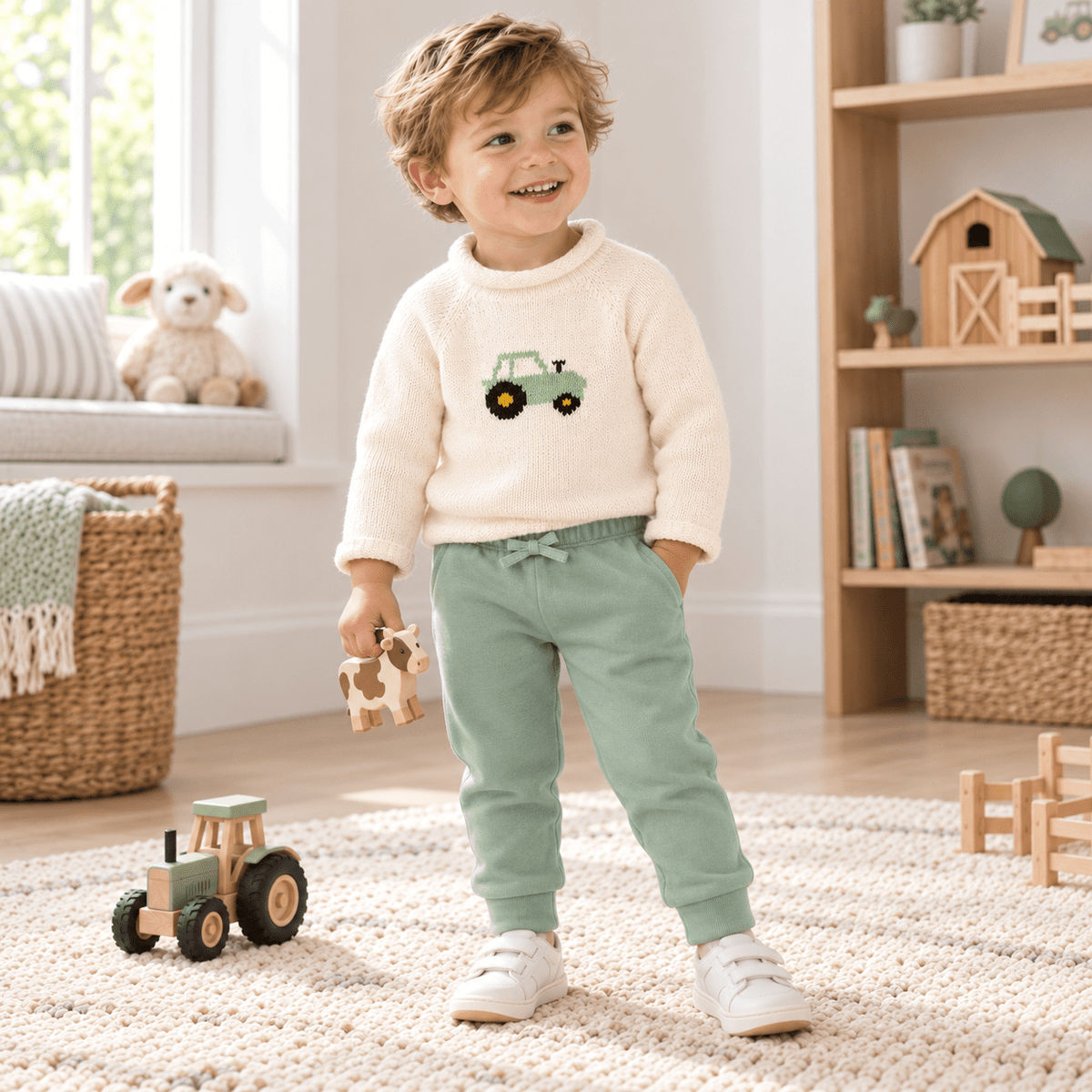 Magnolia Baby_Boy Playwear Set - Farmlife Rollneck Sweater & Moss Joggers_1
