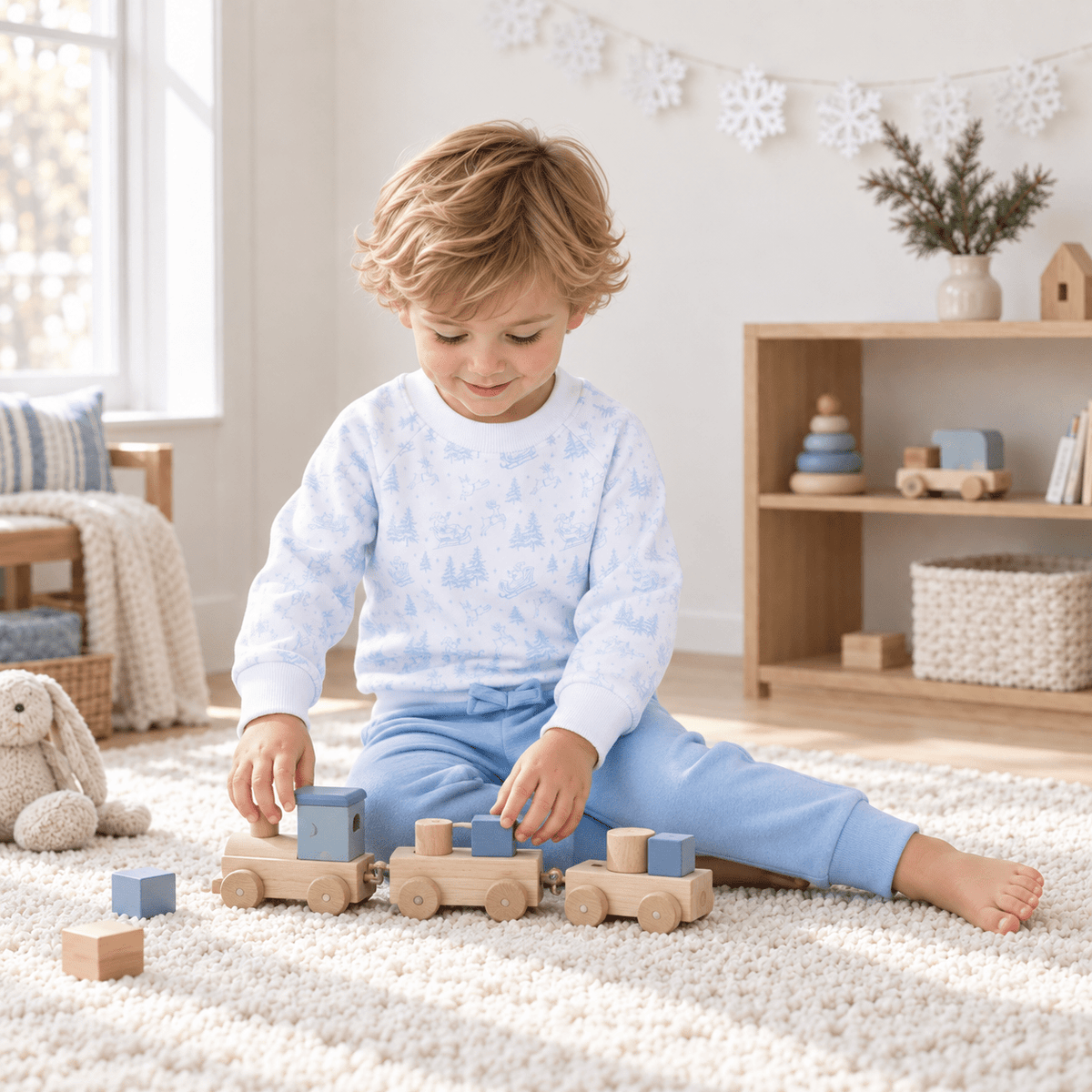 Magnolia Baby_Boy Playwear Set - Holiday Toile Sweatshirt & Solid Joggers_2
