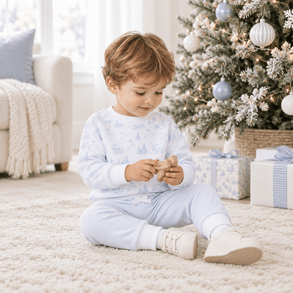 Magnolia Baby_Boy Playwear Set - Holiday Toile Sweatshirt & Striped Joggers_1