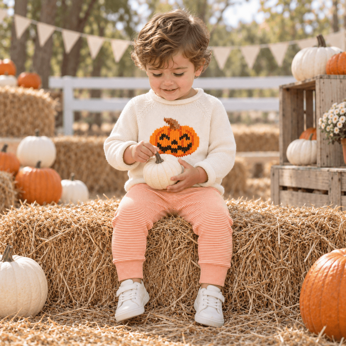 Luna and Arlo_Boy Playwear Set - Pumpkin and Boo Rollneck Sweater & Joggers_1