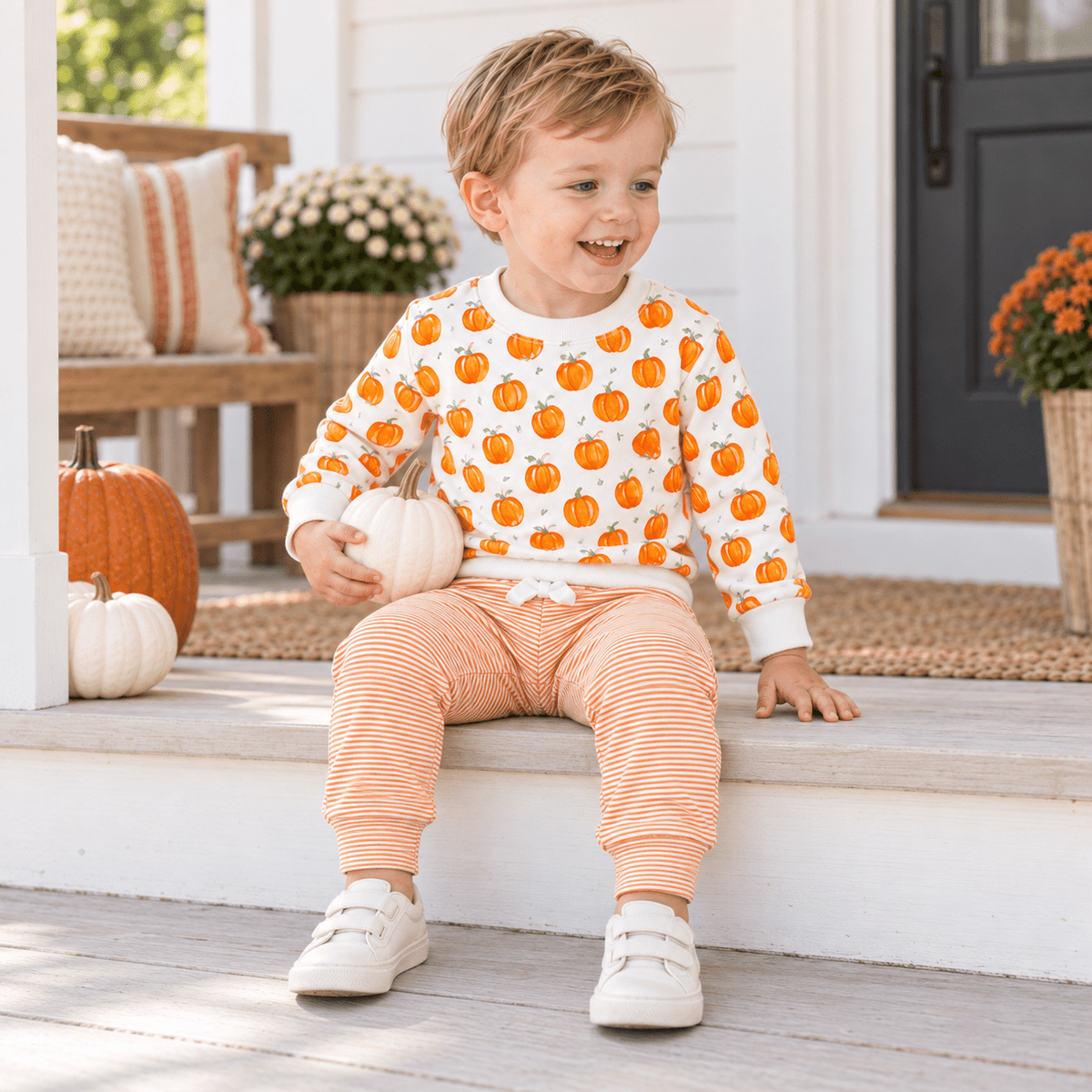 Luna and Arlo_Boy Playwear Set - Pumpkin Grove Sweatshirt & Joggers_2