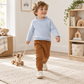 Boy Playwear Set - Light Blue Rollneck Sweater & Chestnut Joggers