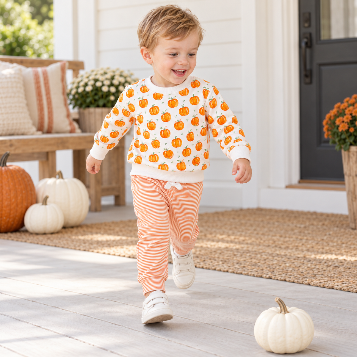 Boy Playwear Set - Pumpkin Grove Sweatshirt & Joggers