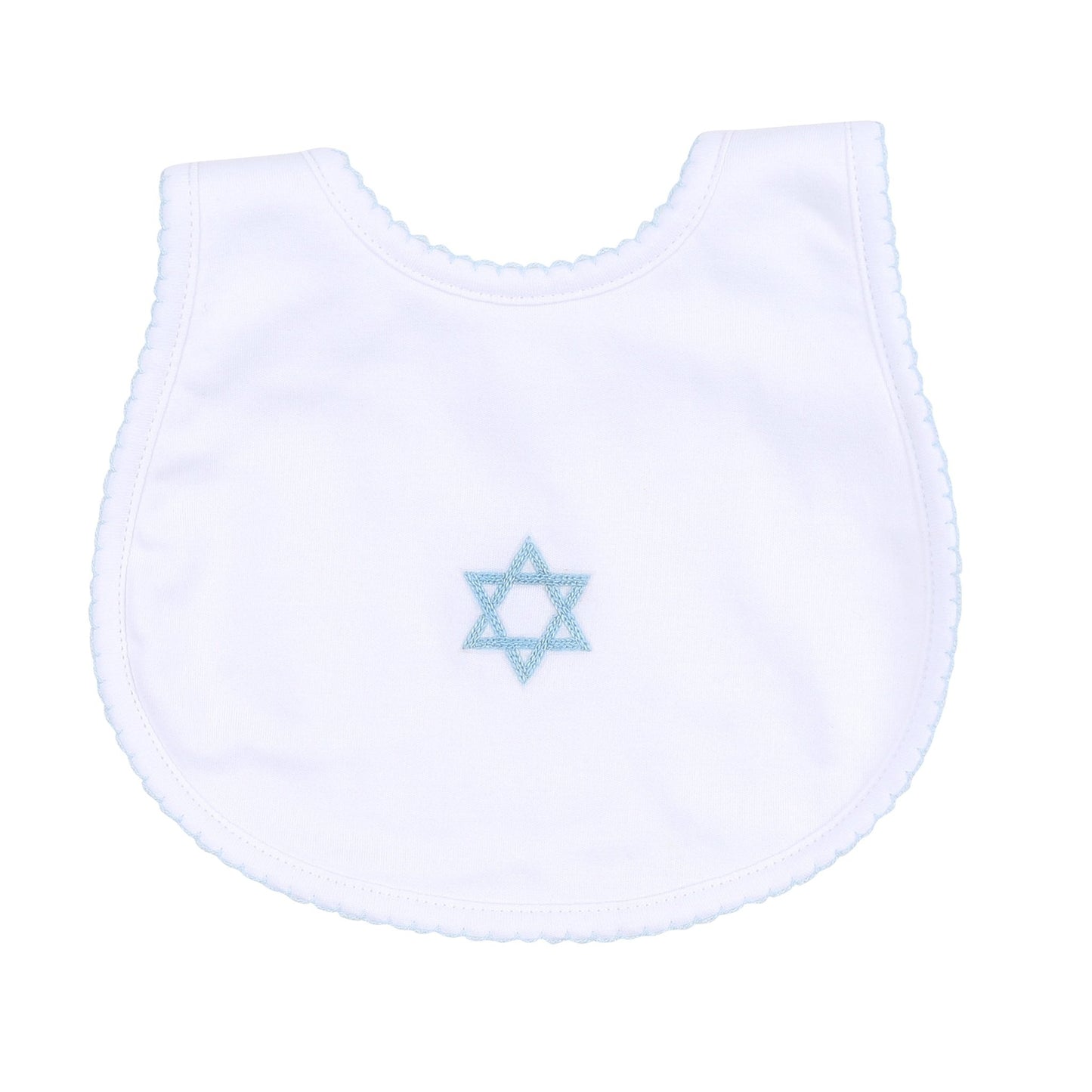 Brit Milah White Blue Embroidered Bib - Magnolia BabyBib